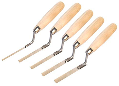 5 x Finger Trowel Set: 6, 8, 10, 12, 14mm Flat Stainless Steel, Wooden Handle (Set)