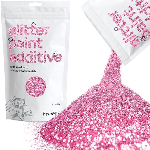 Rose Pink Glitter Paint Additive Chunky 100g for Adding Sparkle to Paints & Varnish | Paint Walls Sparkly Add to Emulsion, Acrylic or Lacquer Indoor | Hemway