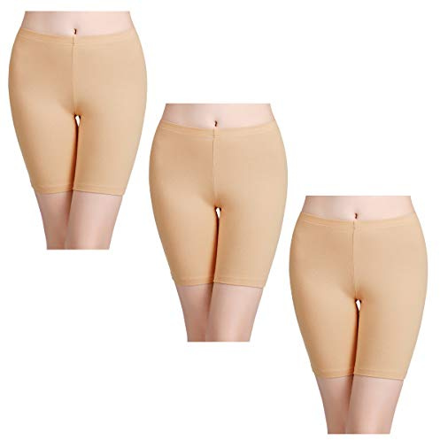 wirarpa underbyxor, cykelbyxor, boxershorts, för damer, hög midja, bomull, shorts, trosor, långa underkläder, storlek S–5XL, Beige-3-pack, S
