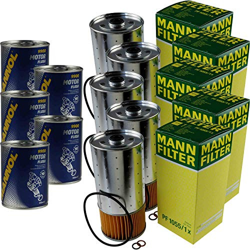MANN Lot de 5 filtres à huile PF 1055/1 x + 5 x rinçage moteur SCT