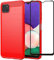 Folmecket Samsung galaxy A22 5G Case, With Screen Protector Carbon Fiber Scratch Resistant,Shock Absorption Soft TPU Rubber Protective Cell Phone Cover for Samsung A22 5G 6.6 (A22 5G Red)