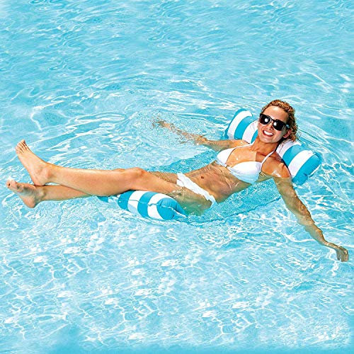 Swygoo Aufblasbare Pool-Hängematte, Schwimmende Lounge, Drifter und Sattel 4 in 1, Premium Wasser Hängematte für Erwachsene für Schwimmpartys (Hellblau)