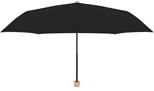Doppler nature mini - Simply Black - nachhaltiger Regenschirm - Handöffner - 270 Gramm - nachwachsende Rohstoffe - Windkanal getestet