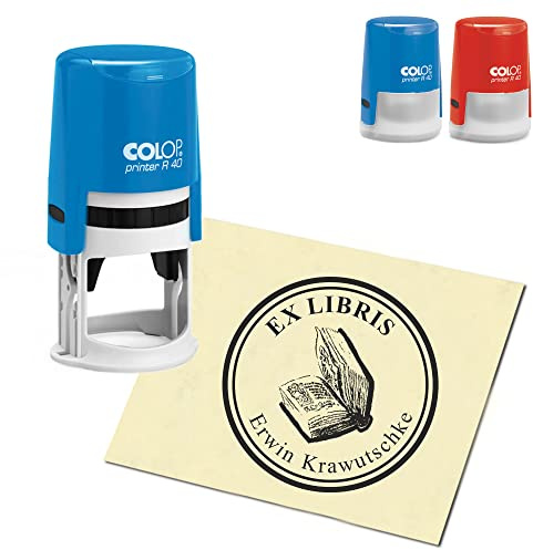 Ex Libris stämpel personlig rund Exlibris – bok – 40 mm COLOP automatisk stämpel som namnstämpel kontorsstämpel