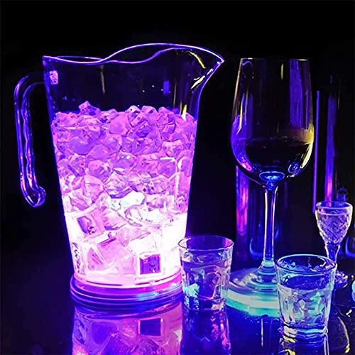 WANGFENG Ice Bucket,Ice Bucket with Lid and Ice Tongs,LED Color Change Ice Bucket,1.8L Plastic Bar Beer Jug LED Light Up Champagne Beer Bucket for KTV Party Bar, Home Wedding Banquet, Bar
