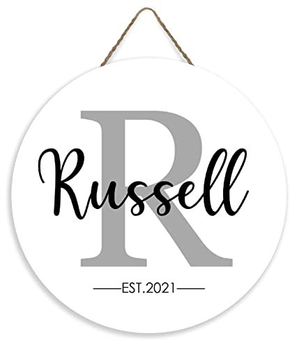 Personalisiertes Familiennamenschild, benutzerdefiniertes Nachnamenschild, etabliertes Schild, Monogramm-Türhänger, hölzerne Haustür-Willkommensschild, Einweihungsgeschenk, 30,5 cm