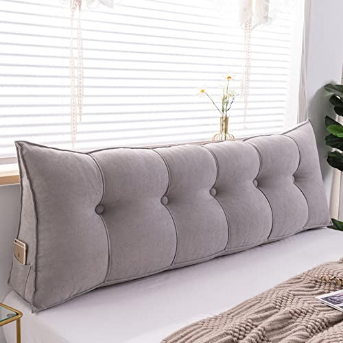 BOMATY Getuftetes Rückenlehnenkissen, dreieckiges Kopfteil-Kissen, großes Leinen-Tagesbett-Kissen, Rückenlehne, Nackenrolle mit abnehmbarem Bezug, für Bett, Sofa, Stuhl