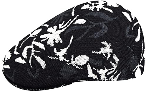 Kangol Street Floral 504 Flatcap Schirmmütze Schiebermütze Damen/Herren - mit Schirm Sommer Frühling-Sommer - M (56-57 cm) schwarz