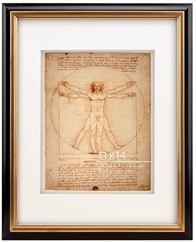 Eitida 11x14 in (28x36 cm) Wood Black and Gold Inner Border 2 Tone Vintage Antique Retro Picture Frame, Matted for 8x10 (20x25 cm), Vertical or Horizontal Display, Glass Cover