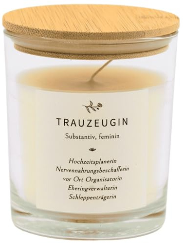 Duftkerze mit Spruch im Glas „Trauzeugin“ | Geschenkidee für deine Trauzeugin | Magnolie Aroma | Kerzen Geschenk für Frauen | Aromatherapie Candle zur Entspannung für Spa, Bad & Yoga