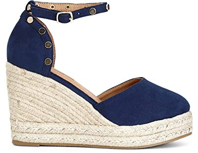 CAFèNOIR C1XA9910B012410 Stoff-Sandalen mit Nieten am Keilabsatz BLU 41