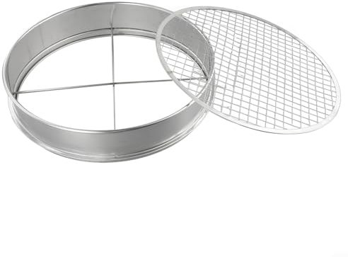 Gettimore Edelstahl Gartensieb Pflanzsieb 5 Maschenweiten 30cm Durchmesser Metall Erdsieb zum Sieben von Erde, Steinen und Kompost