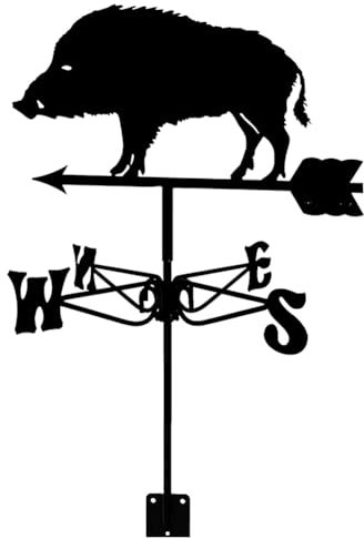 YYLDPFDC Windfahne aus Metall mit Wildschwein, Wetterfahne für den Garten, Gartenstecker, Retro-Bauernhof-Szene, Edelstahl, Richtungsanzeiger für Bauernhof, Garten, Pavillon, Dekorationen