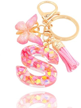 T TAKONE Schlüsselanhänger Buchstabe, Schmetterling Glitzer Rosa Schlüsselanhänger, Idealer Geschenk Auto Schlüsselanhänger für Frauen/Kinder