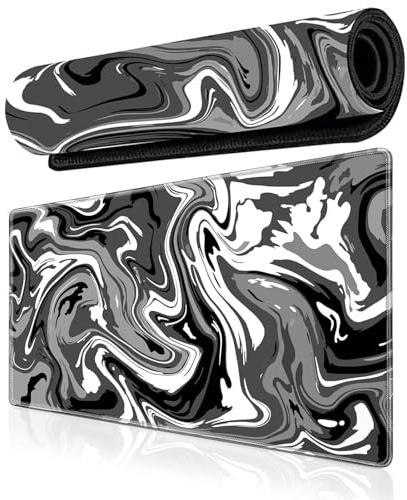 VZU Large Gaming Mouse Pad, 900x400mm Ink Painting Mouse Pad, XXL Keyboard Mouse Mat Desk Pad, Abstract Corrugated Desk Pad, Thermal Transfer Extra Large Mouse Pad for Office and Home Computers