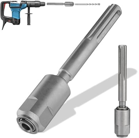 Ouitble Adaptador de portabrocas SDS Max a SDS Plus, adaptador de portabrocas de martillo giratorio, color plateado, acero cromado para todas las brocas y cinceles SDS Plus