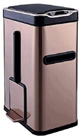 Poubelles à ouverture automatique en acier inoxydable, capacité de 1,8 gallon, apportez votre propre porte-mouchoirs, brosse de toilette, déchets à l'extérieur et à la maison (couleur : champagne) (Ch