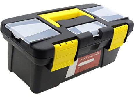 Kalastussaari Werkzeugkasten, 10 -Zoll -2 -Ebenen -Tragbare Kunststoff -Werkzeugkasten mit Fach für Werkzeugorganisation, Wasser und Trümmerbeständigkeit