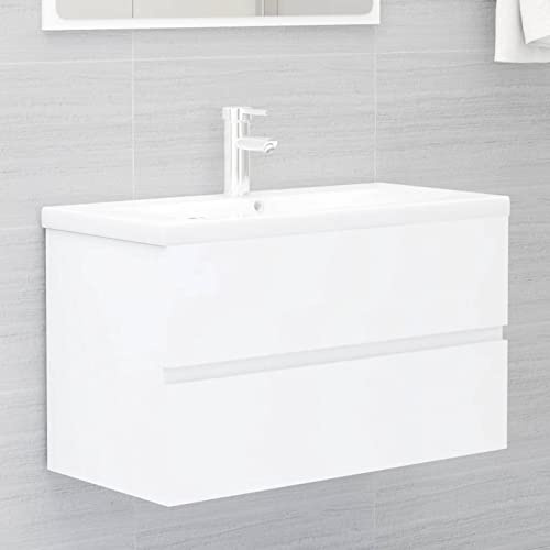 Gecheer Mobile Lavabo Bianco 80x38,5x45 cm in Legno Multistrato