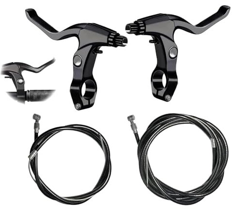 Tkxjry 1 Paio 4 Pezzi Leva Freno della Bicicletta, Cavi freno * 2 + ManiglieFreno Bicicletta * 2,Leve del Freno del per Bici da Strada, Nero