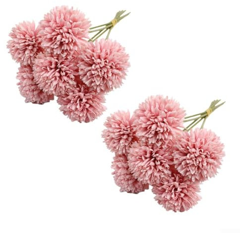 UTTASU Künstliche Chrysanthemen-Kugeln, realistischer Seidenstrauß für Heimdekoration, Hochzeit, Party, Tafelaufsatz, Arrangements, Grün, Weiß, Blau, Rot, Rosa, Lila, 12 Stück
