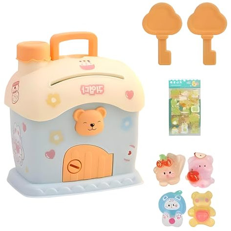 CHENKEE Hucha,Hucha Cerdito,Hucha Ahorro,Hucha Niña,Hucha Infantil,Hucha Niño,Bonito Tarro de Ahorro para Niños,Hucha con Llave para Regalos de Huchas Infantiles (Azul)