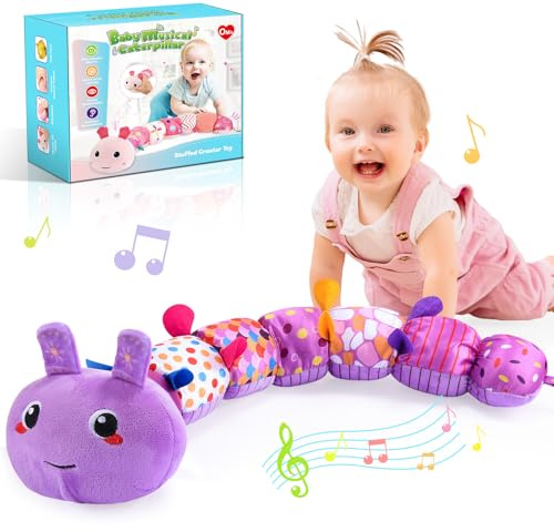 Toyzey Baby Spielzeug 0 3 6 Monate Raupe Musikspielzeug, Baby Geschenk Mädchen Babyspielzeug 0-6 Monate Greifling Rassel Neugeborenen Geschenk Sensorik Babyspielzeug (Lila)