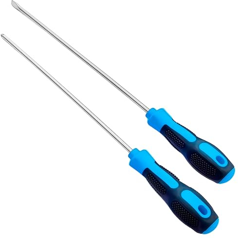 PRITOK 2 cacciaviti Lunghezza: cacciavite Phillips e cacciavite piatto, cacciavite magnetico in acciaio al cromo vanadio con manici antiscivolo per utensili manuali fai da te (blu)