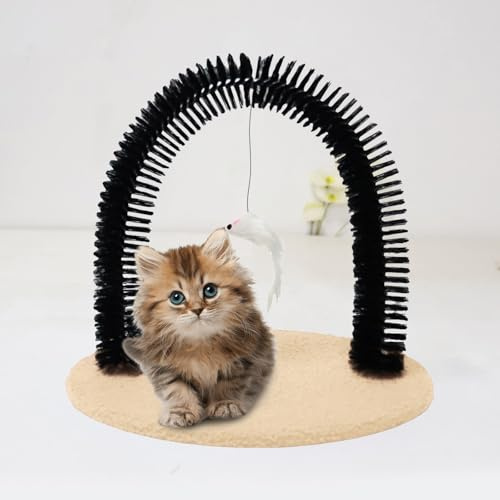 Katzenbogen-Pflegebürste, interaktive Katzen-Selbstpflege mit Kratzpad, Katzengesichtskratz-Massagebürste für Indoor-Katzen (D)