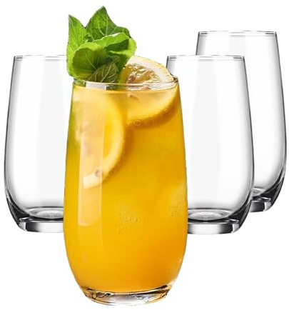 Jmtgamtgwj Wassergläser Longdrinkgläser Trinkgläser set, Cocktailgläser, Longdrink Cocktail Wasser,Gläser Perfekt für Zuhause, Restaurants & Partys,Spülmaschinenfest,Transparent Mit Kristall 4x500ml