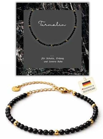 happymaker - Edelstein Perlenarmband mit 925 Sterling Silber oder vergoldeten Perlen, handgefertigt in Deutschland, Geschenkkarte und Geschenkverpackung - Verschluss und Verlängerungskette
