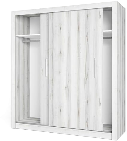Miroytengo Mueble Armario para Habitación Dormitorio Sava Estilo Contemporáneo en Color Blanco Albo con 2 Puertas Correderas 182x201 cm