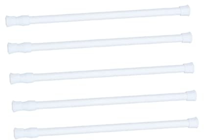 Cabilock 5 Pezzi Bastoni per Tende Estensibili Barre Tensione Regolabili Verniciato Bianco Telescopici per Armadi Finestre e Frigoriferi Antiruggine Foratura