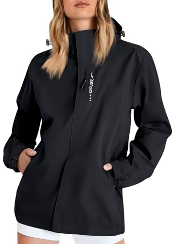 TOFOTL Herbst Kit Antipioggia Moto Pioggia Scuba Parka Primaverile Curvy E Leggero Giacche Gummistiefel Cerata Poncho Pioggia Spolverino Donna Giubbini Giacca Lunga Donna 3Nero XXL