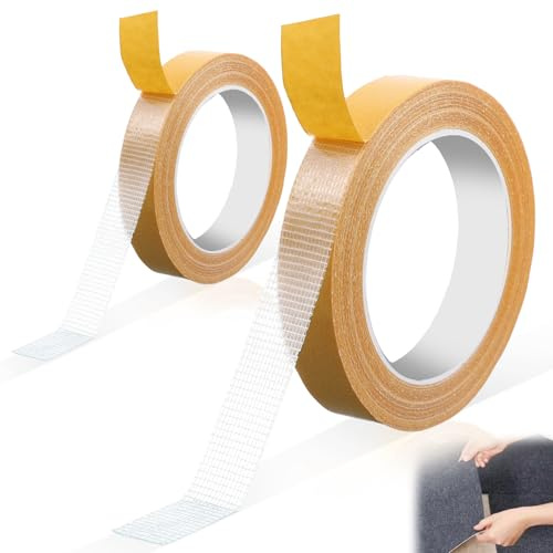 2 Größen Doppelseitiges Klebeband Extra Stark Teppichklebeband Double Sided Tape 2cm x 20m Teppich Klebebands 1cm x 10m Gewebe Klebebands Durchsichtiges Klebeband Transparentes Montageband für Teppich