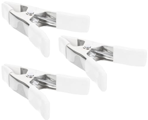 Angoily Heavy Duty Backdrop Clips 3pcs 4 Inch Spring Clamps with PVC Sleeve, White Plastic Clamps for Photography and Craft Use