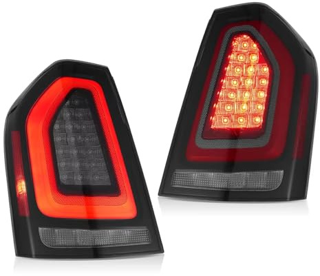 DESDEAQQFQ Per Chrysler 300 2011 2012 2013 2014 Lancia Thema Luci posteriori a LED con animazione di avvio Blocchi Fari Posteriori Auto(Smoked)