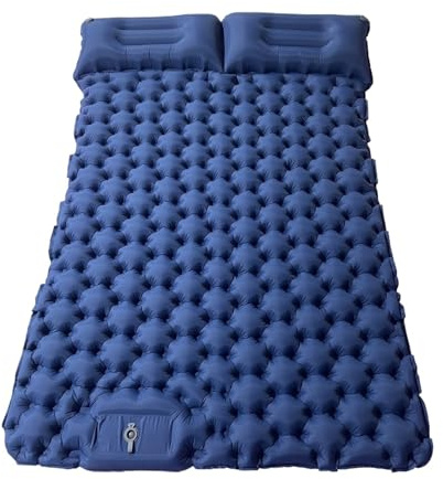Camping Air Matt Dubbel liggunderlag Uppblåsbar luftmatta med kudde luftmadrass(Blue)