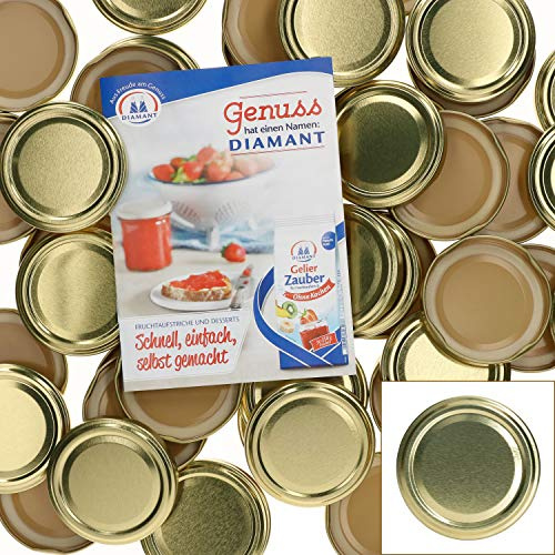 MamboCat 50er Deckelset TO66 Gold I Twist-Off-Deckel für Sturzgläser I Rundrand I Einkochen & Konservieren I passend für 125ml/167ml/277ml