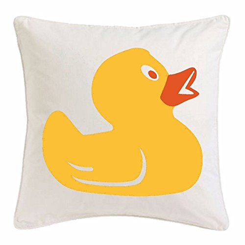 Badeente – Dekokissenbezug 40x40 cm Baumwolle – Quietsche Ente BADESPAß Badewanne Wellnes – Wohnaccessoire Humor