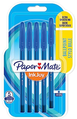 Paper Mate InkJoy 100ST Kugelschreiber | feine Spitze (0,7 mm) | Blau | 5 Stück