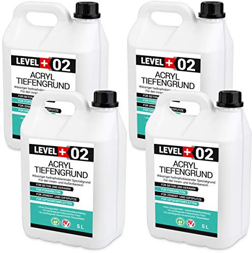 LEVEL PLUS 02 Fondale in acrilico, 20 l, per interni ed esterni, senza scolorimento, pronto per la lavorazione, penetrazione profonda