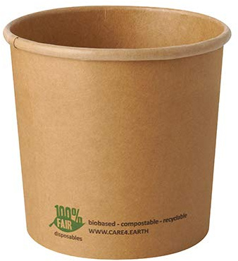 Papstar - 20 x 25 Terrines à soupe, carton pure rond 760 ml Ø 11,5 cm · 11 cm marron 100% Fair