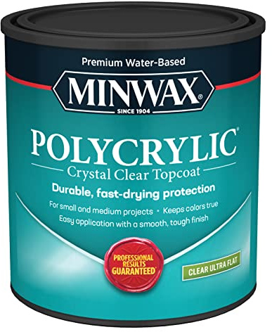 Minwax 611114444 Polycrylic Protective Wood Finish, Clear Ultra Flat, 1 Quart