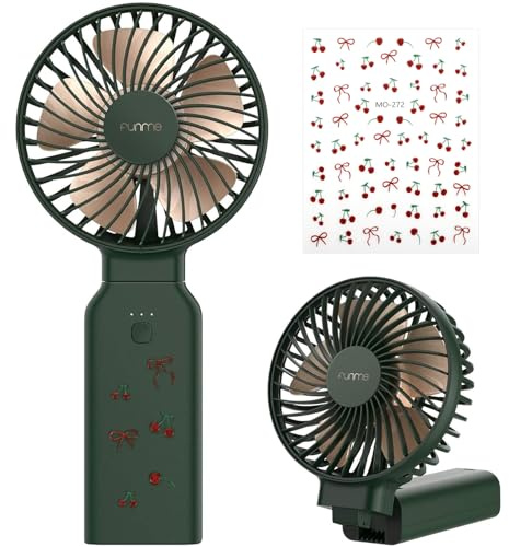 Funme Handventilator 3 in 1 Tischventilator Tragbarer Lüfter mit 53 Stunde 9000 Aufladbarer Batterie Multifunktion 4 Stufen Faltbarer Persönlicher Notladelüfter Exquisit für Camping Zuhause Grün
