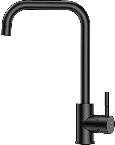 CECIPA Wasserhahn Küche Schwarz, Hochdruck Küchenarmatur 360° Drehbar, Mischbatterie Küche Schwarz mit Hohem Auslauf, Spültischarmatur Küche Hochdruck Installation Einfach, Armatur Küche Edelstahl