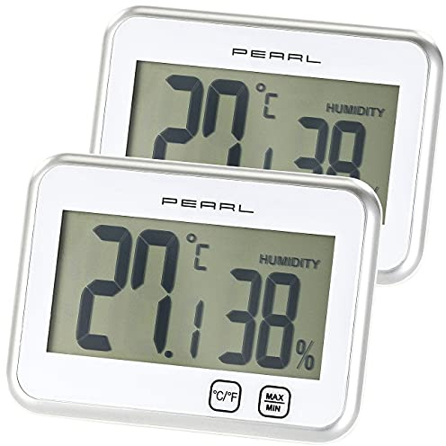 PEARL Kfz Thermometer: Digitales Thermometer & Hygrometer mit Minimum/Maximum, 2er-Set (Raumklima, Zimmerthermometer mit Hygrometer, Messgerät)