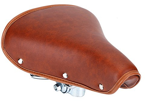 Sella Bicicletta con Molle, Sella per Bicicletta Universale Confortevole Pelle PU Impermeabile Marrone Rivetti Seggiolino per Bicicletta, per Bici Vintage