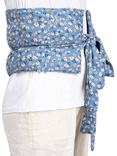 Coussin de blé à nouer, pour la détente et le bien-être, pour se réchauffer au four ou au micro-ondes, remplissant environ 900gr de grains de blé, 65 x 23cm (Bleu)