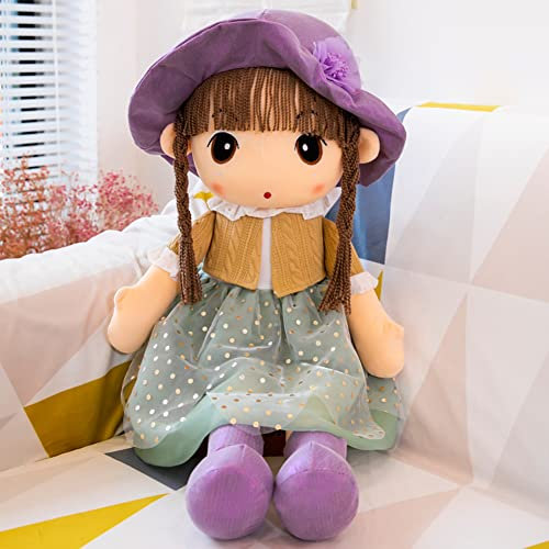 BYNYXI Stoffpuppen für Mädchen, 45cm Schöne Kuschelpuppe mit Hut Kleidung Plüsch Puppe Weiche Stofftiere Stoffpuppe Niedliche Prinzessin Plüschtier für Kleine Mädchen Weihnachten Geburtstag Geschenke